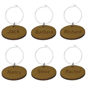 Personalized Wood Wine Charms, Set of 6