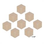 Wood Block Cubes - 1-1/4 x 1-1/4 x 1-1/4. Pack of 8