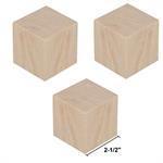 Wood Block Cubes - 2-1/2 x 2-1/2 x 2-1/2. Pack of 3