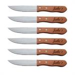 Laser Engraved Personalized Steak Knives with Pointed Tips, Set of 6