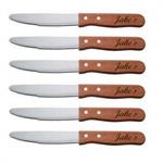 Laser Engraved Personalized Steak Knives with Blunt Tips, Set of 6