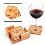 Personalized Maple Wood Coasters - Set of 4 with Holder