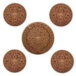 Aztec Calendar Leather Coaster Gift Set with Matching Trivet