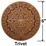 Aztec Calendar Leather Trivet Details